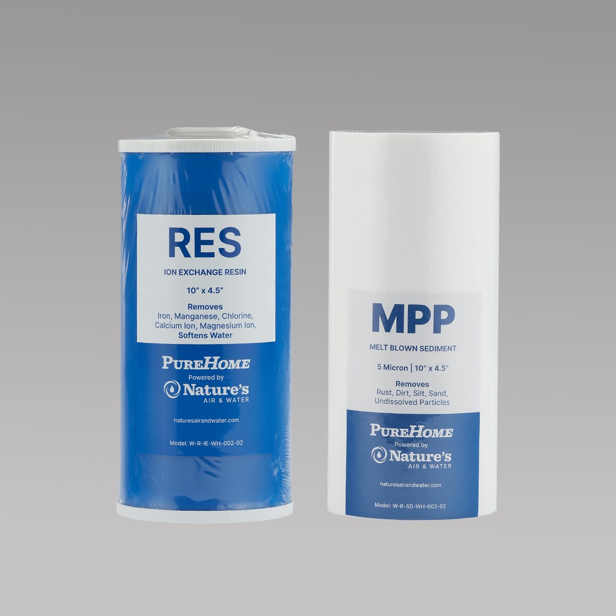 10" x 4 ½" MPP 5 micron Sediment Filter & 10" x 4 ½"RES Ion Exchange Resin Filter Bundle