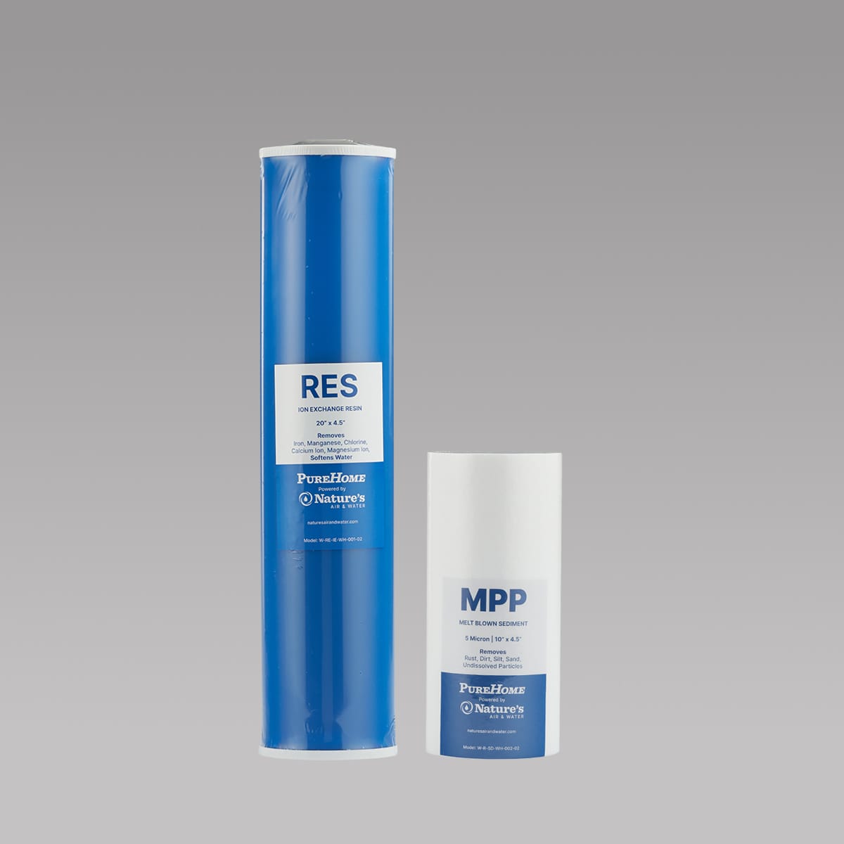 10" x 4 ½" MPP 5 micron Sediment Filter & 20" x 4 ½" RES Ion Exchange Resin Filter Bundle